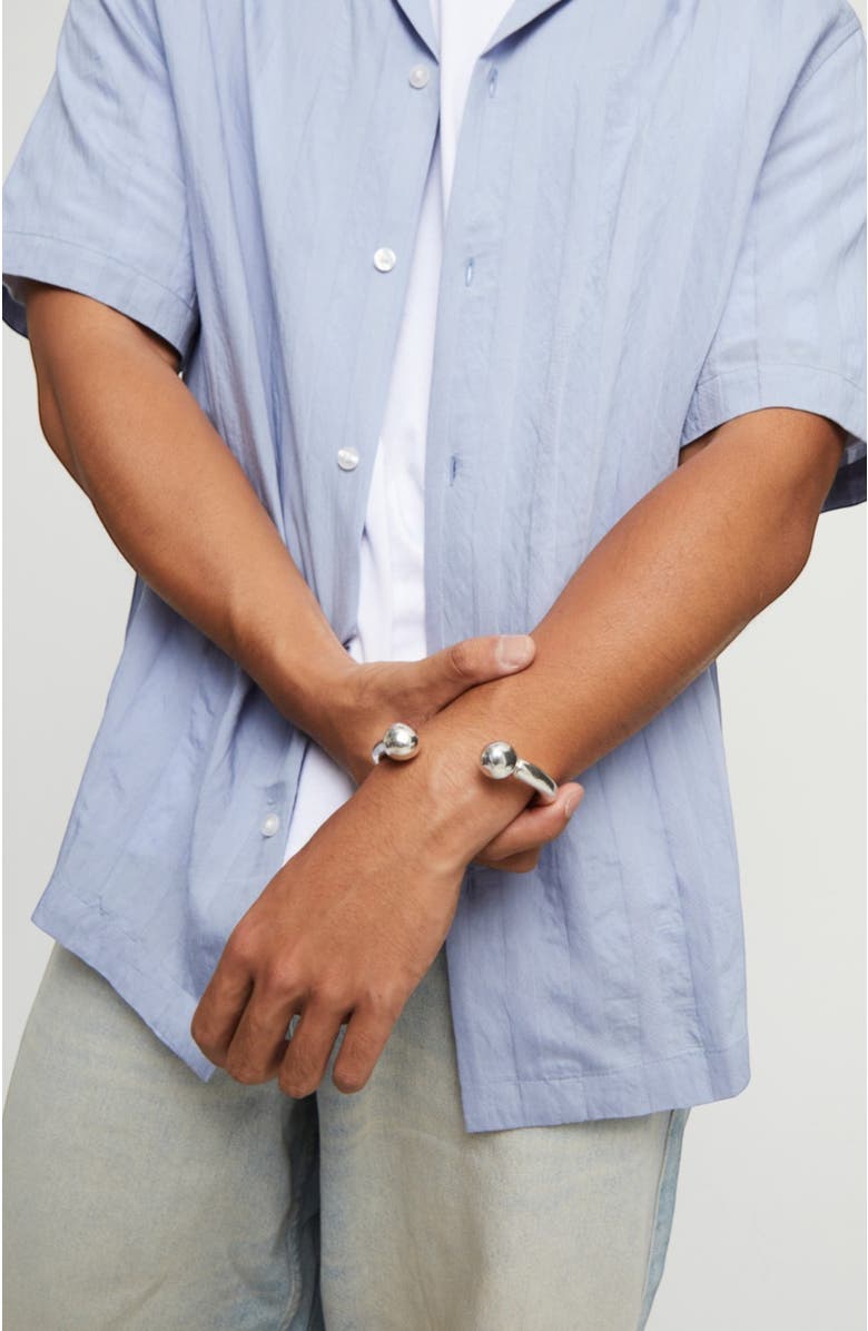 UNODE50 Double Bead Bangle, Alternate, color, Silver