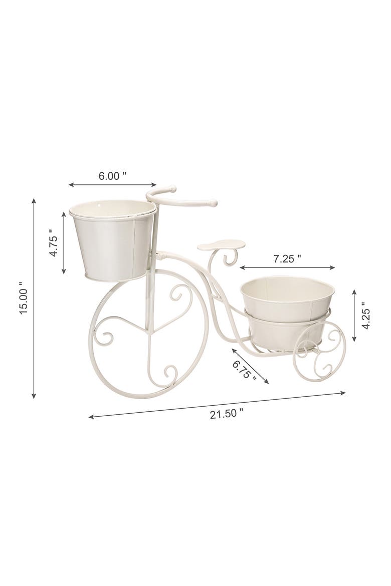 21.5"L Metal Bicycle Planter Stands Flower Pot Cart, Alternate, color, White