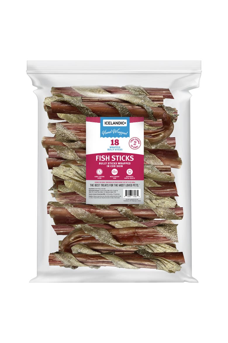 Fish Sticks - Bully Stick Wrapped In Cod Skin - 18 Pack, 6 Inch, Main, color, Multicolored