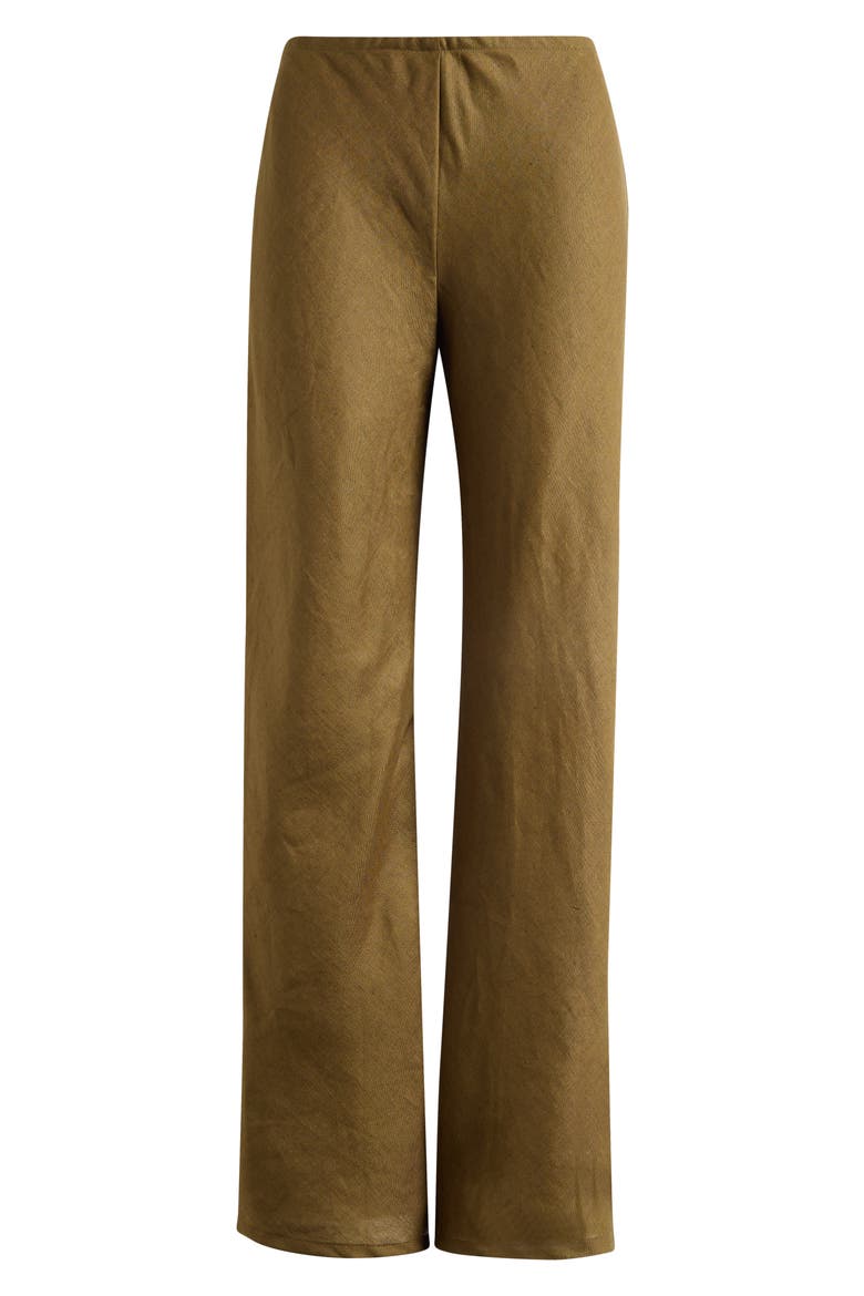 Gale High Waist Linen Pants, Alternate, color, DARK OLIVE