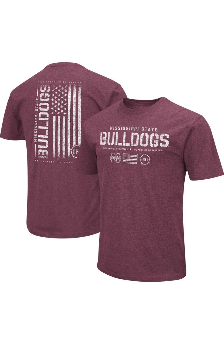 COLOSSEUM Men's Colosseum Heather Maroon Mississippi State Bulldogs OHT Military Appreciation Flag 2.0 T-Shirt, Alternate, color, 