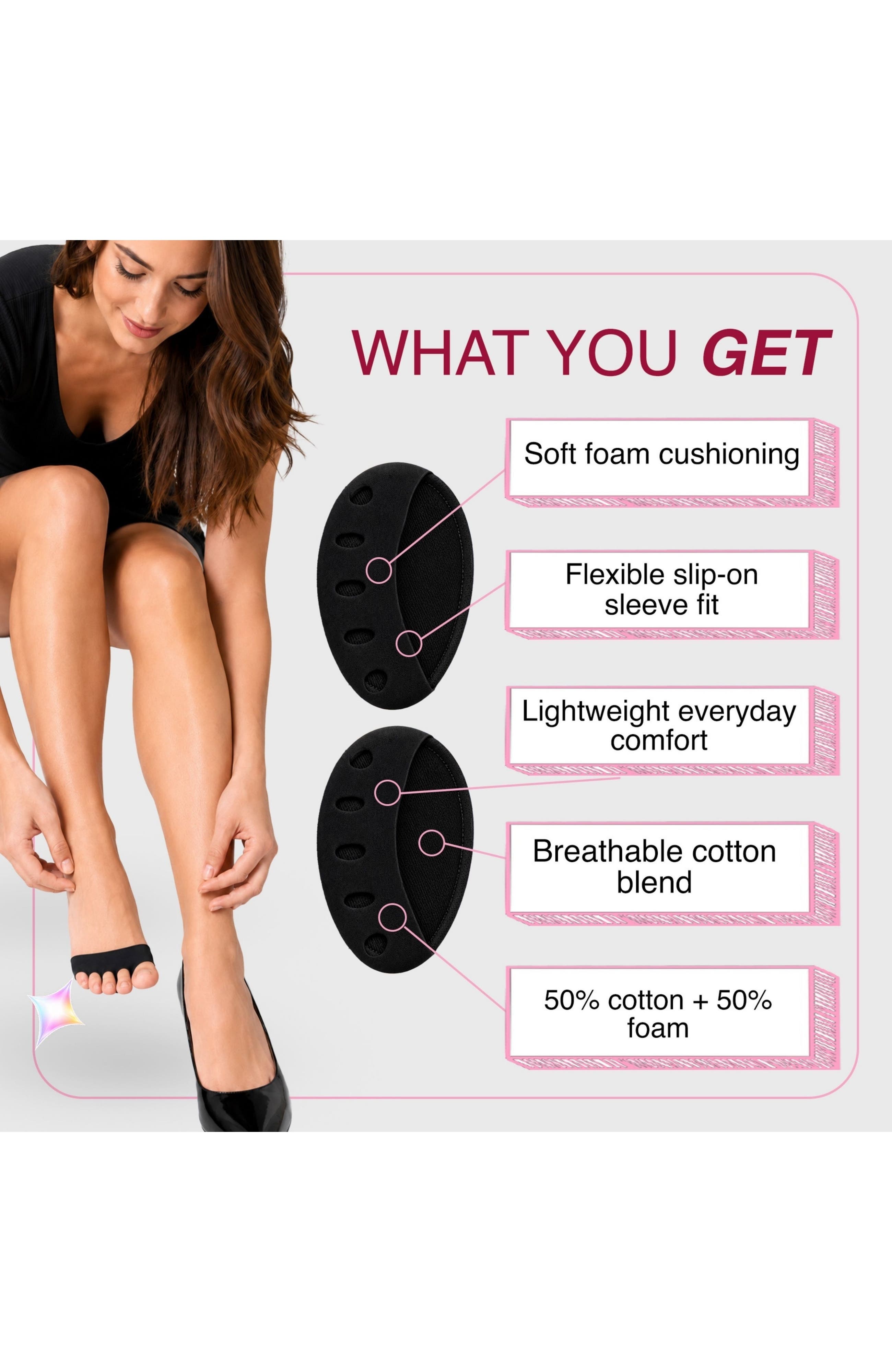 Forefoot Cushion Sleeves, Alternate, color, Black