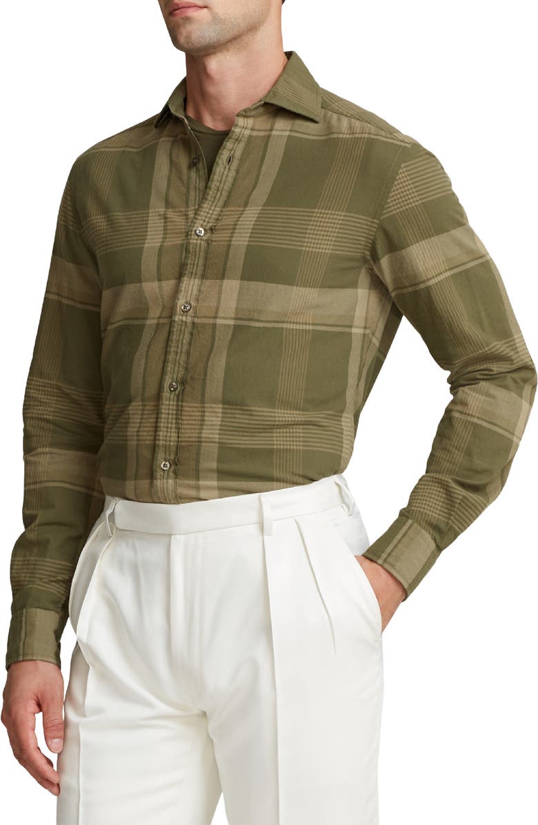 Ralph Lauren Purple Label Plaid Button-Up Sport Shirt, Alternate, color,