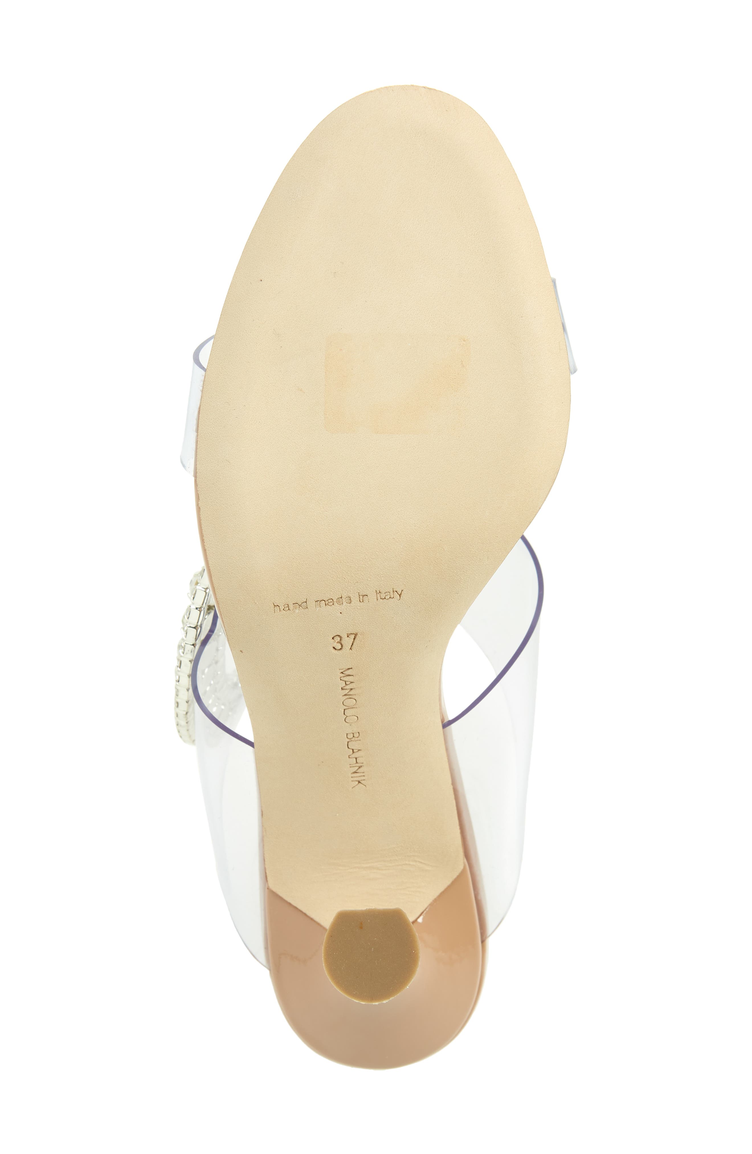 Manolo Blahnik Fibionabi Crystal Buckle Clear Sandal, Alternate, color, 
