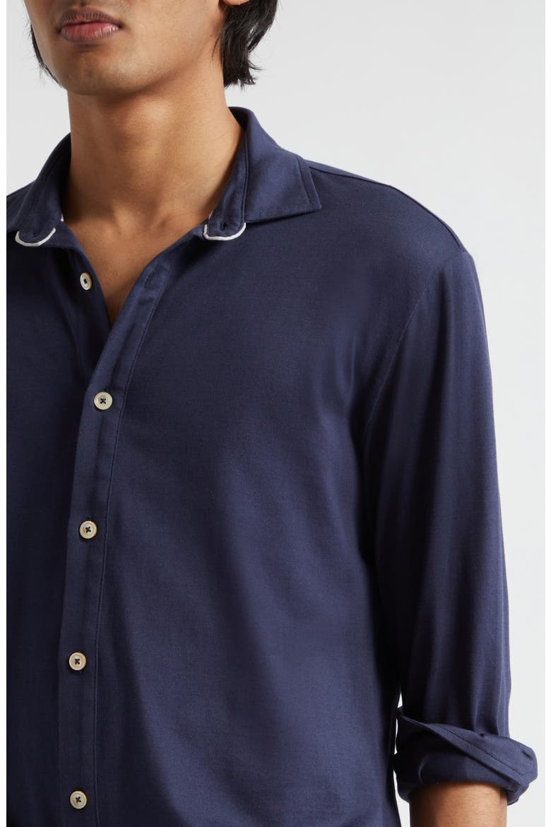 Dandy Jersey Button-Up Shirt, Alternate, color, NAVY