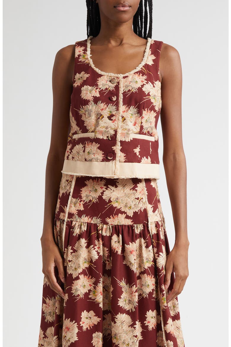 Rowena Mae Bouquet Floral Top, Main, color, WINEBERRY MULTI