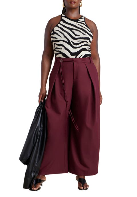 Pleat Detail Trouser With Long Belt (Plus)