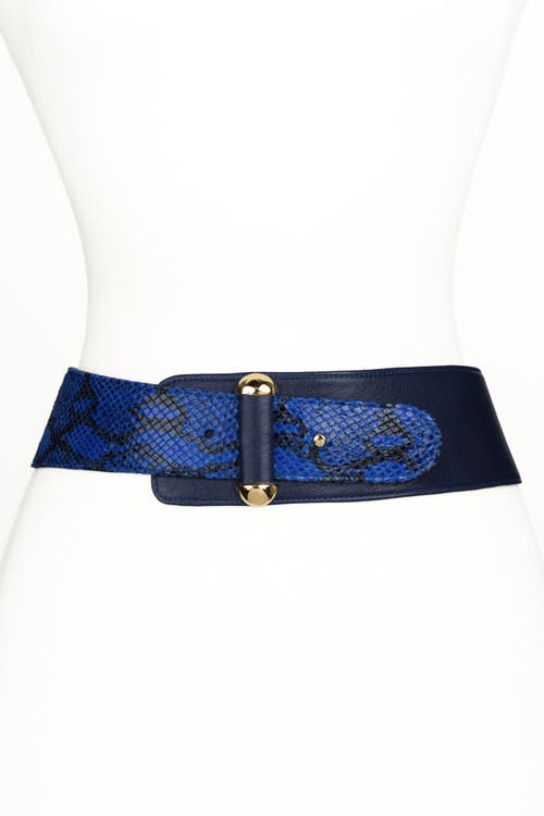 Raina Belts Vixen Color Block Leather Belt In Blue