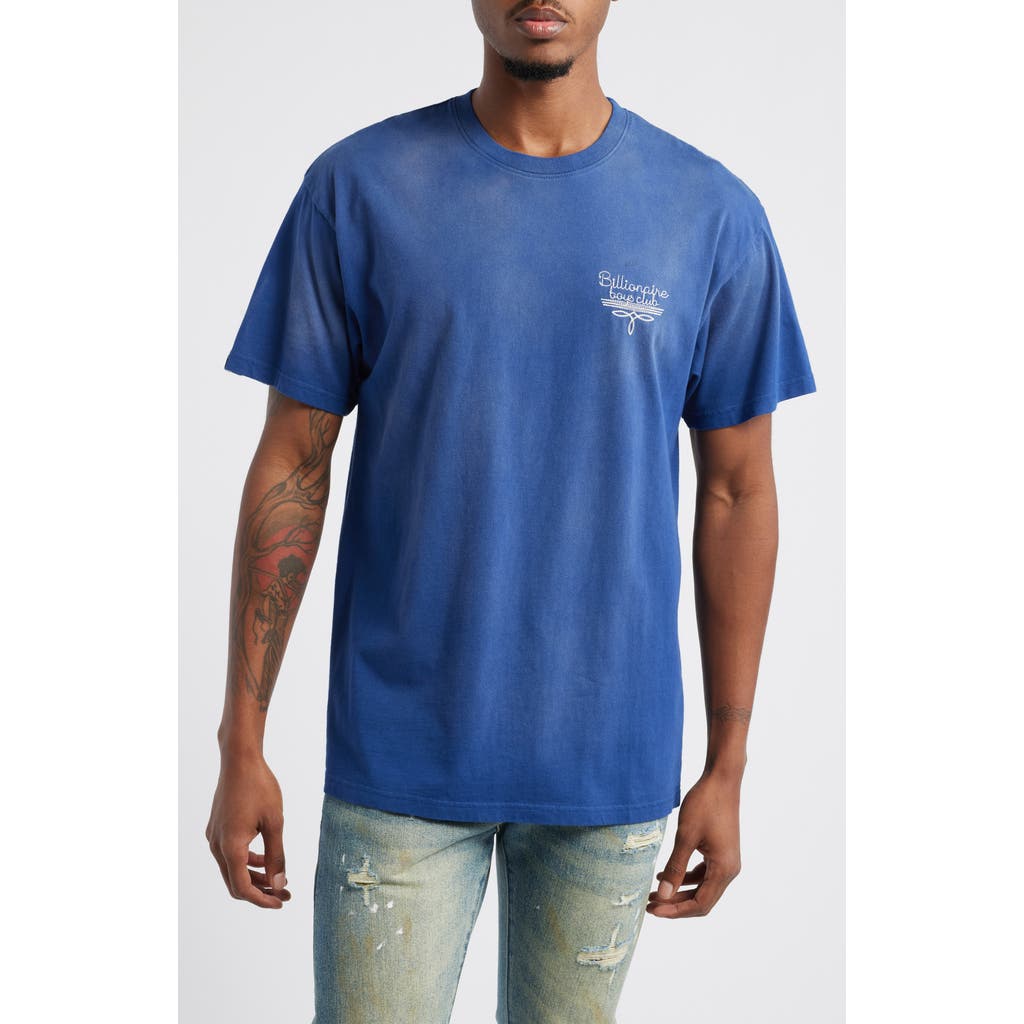 Billionaire Boys Club North Star Logo Embroidered Cotton Graphic T-Shirt in Blue Depths