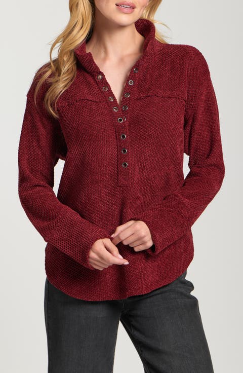 Faux Leather Henley Top