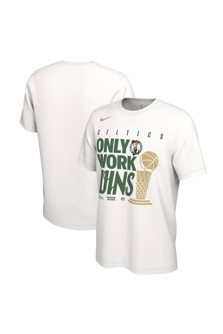 Men's Nike White Boston Celtics 2024 NBA Finals Champions Celebration Parade T-Shirt, Alternate, color, White