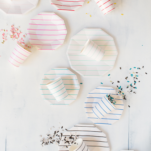 Shop Daydream Society Frenchie Striped Small Plates In Mint