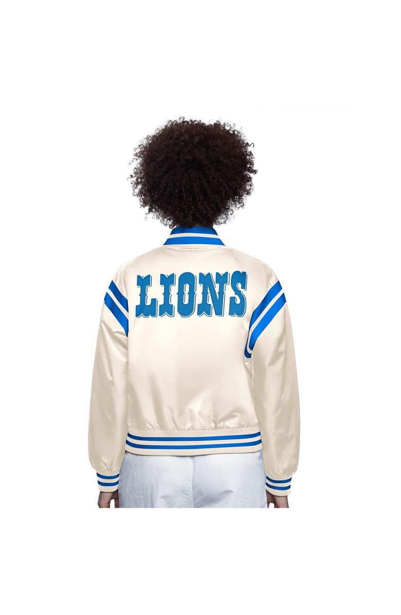 STARTER Women's Starter  Cream Detroit Lions Full Count Full-Snap Satin Jacket, Alternate, color, Cream