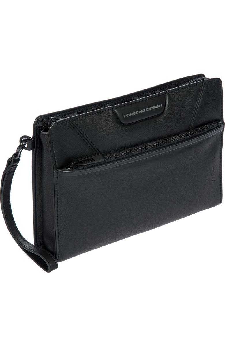 Porsche Design Roadster Leather EVO Clutch Bag with Front Pocket, Alternate, color, Black