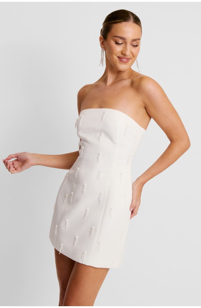 Six Stories Bandeau Embellished Diamante Mini Dress, Main, color, White