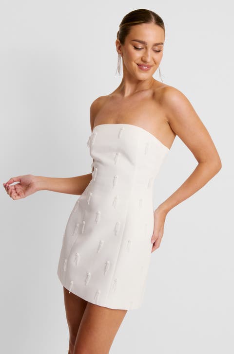 Bandeau Embellished Diamante Mini Dress