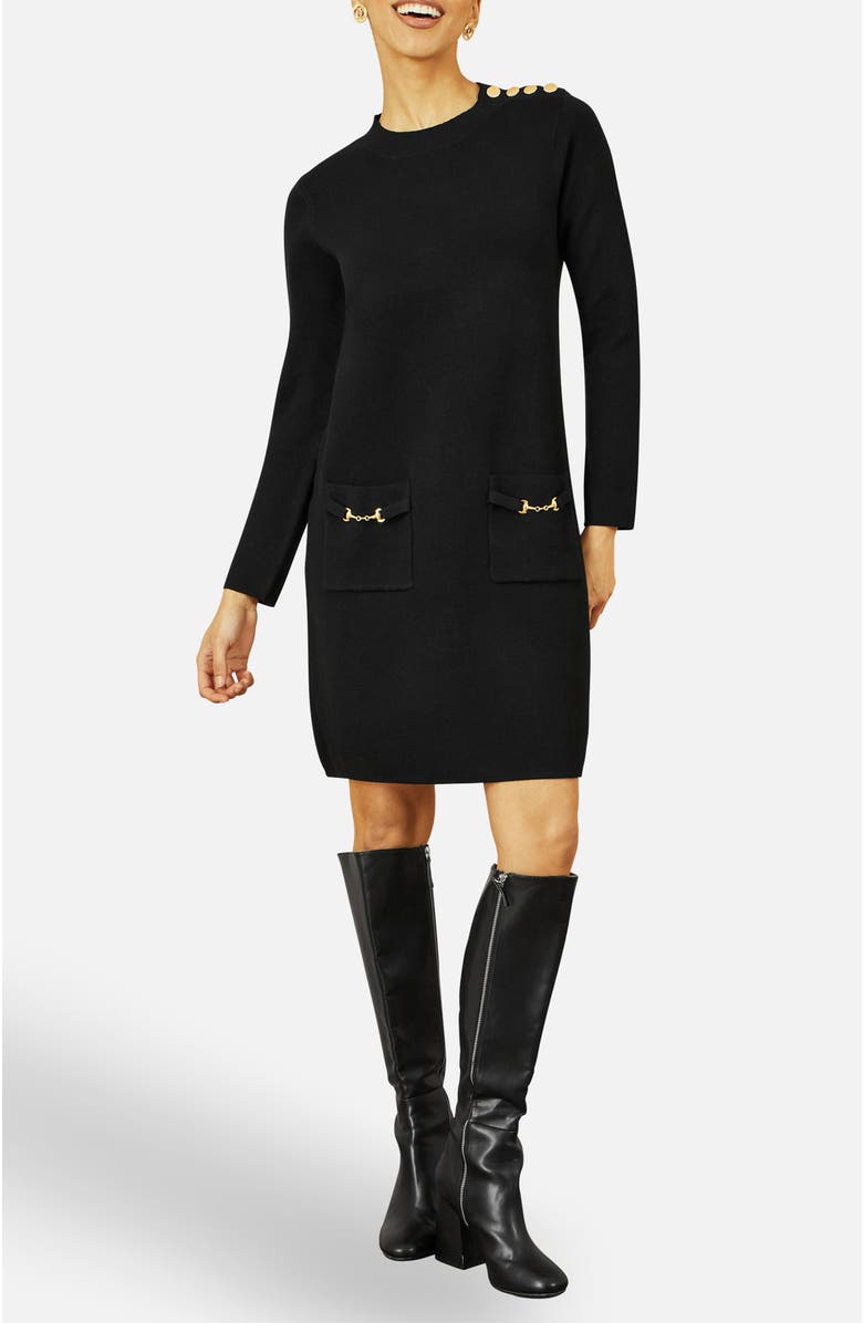 Yumi Tunic Sweater Dress, Alternate, color, Black