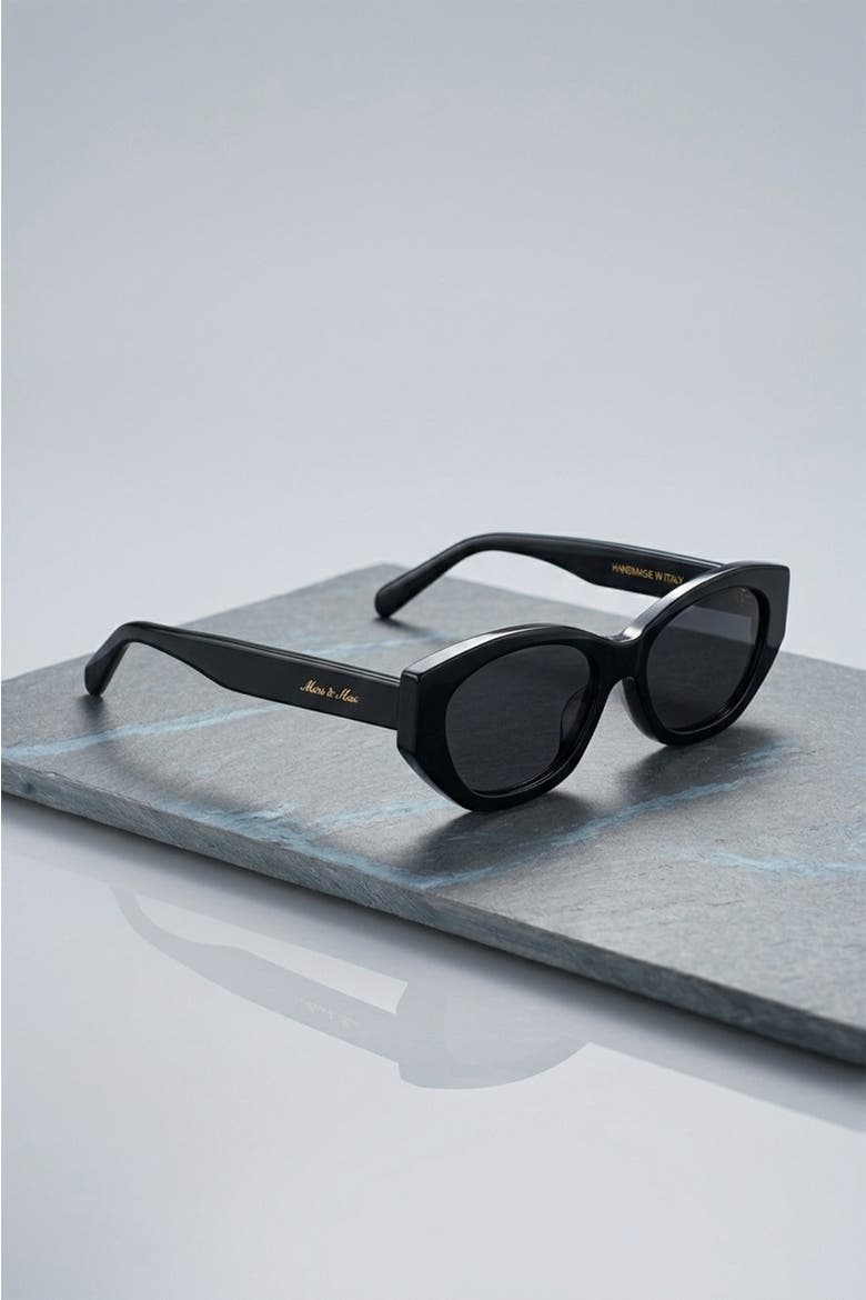 Arc Oval Frame Sunglasses, Main, color, Black