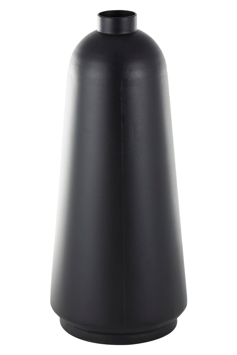 Black Metal Vase, Main, color, BLACK