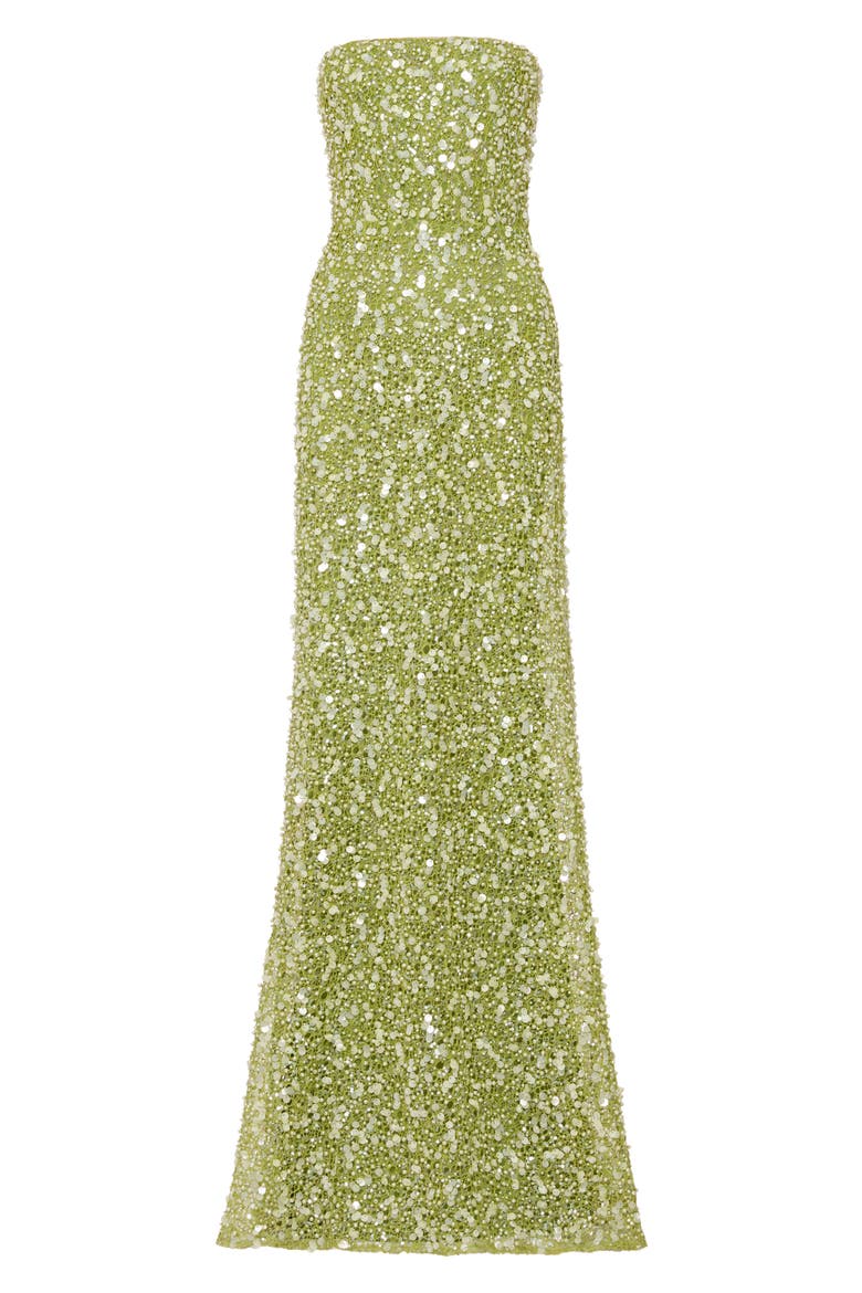 Courtney Beaded & Sequin Strapless Gown, Alternate, color, GREEN EMERALD