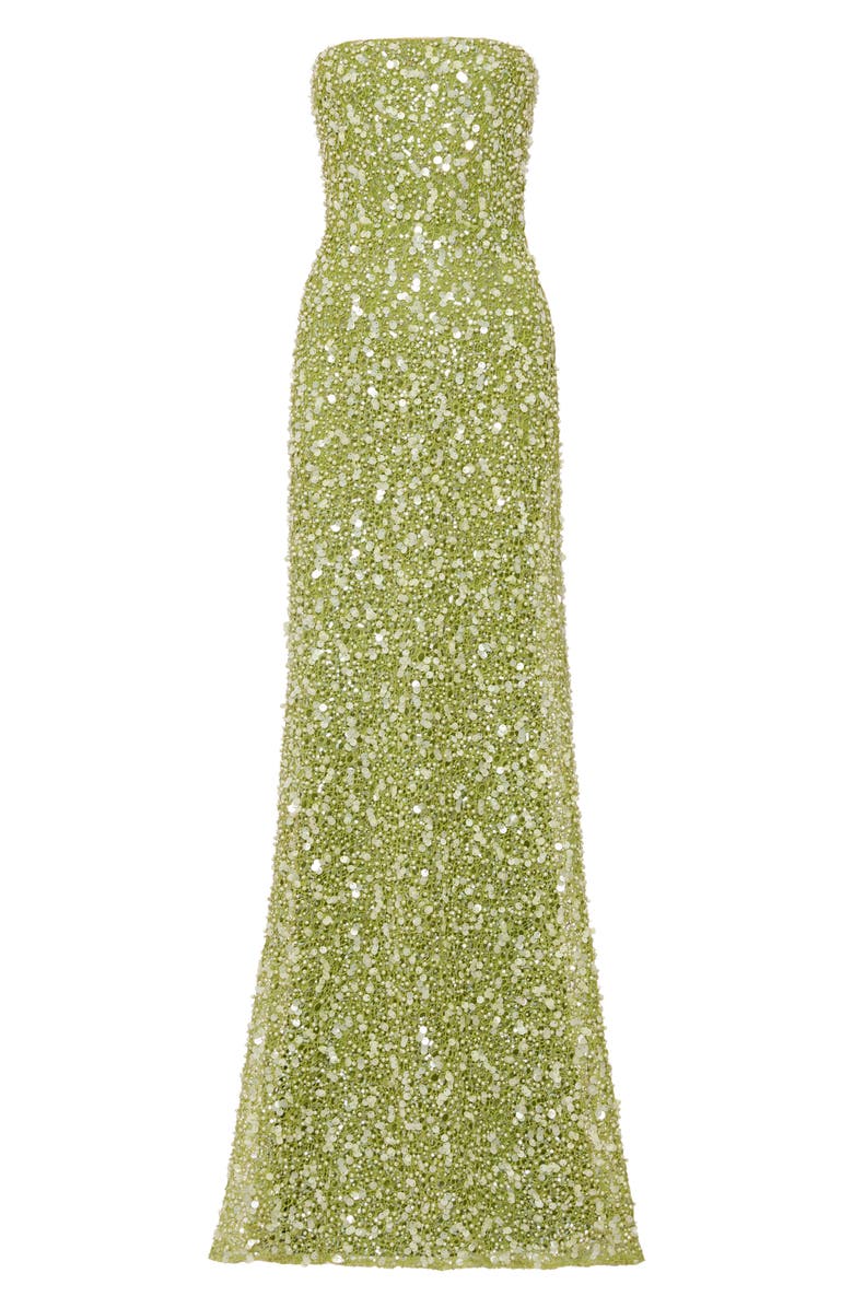 SAU LEE Courtney Beaded & Sequin Strapless Gown, Alternate, color, Green Emerald
