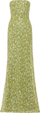 SAU LEE Courtney Beaded & Sequin Strapless Gown