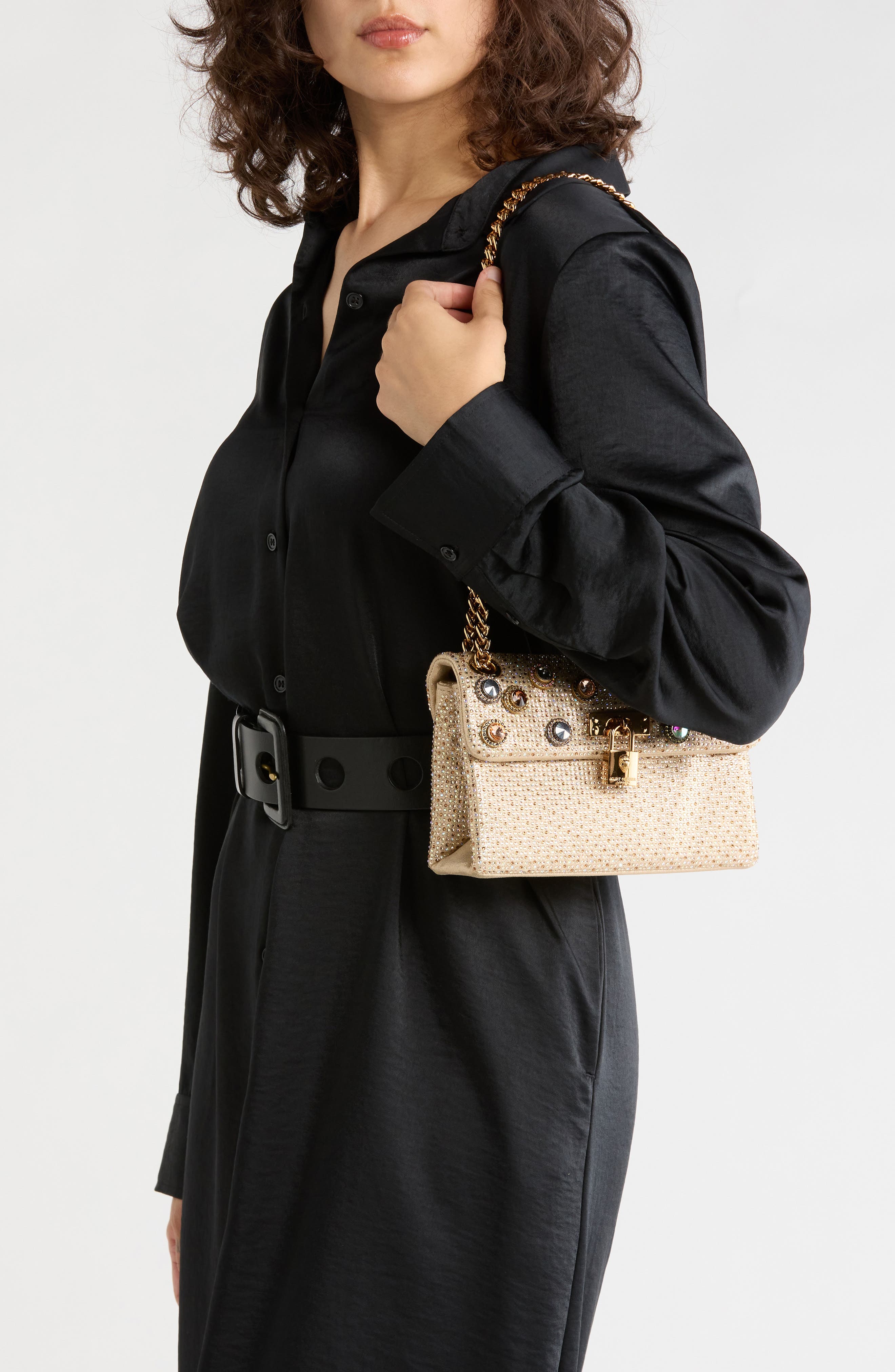 Octavia Mini Brixton Crystal Embellished Crossbody Bag, Alternate, color, GOLD