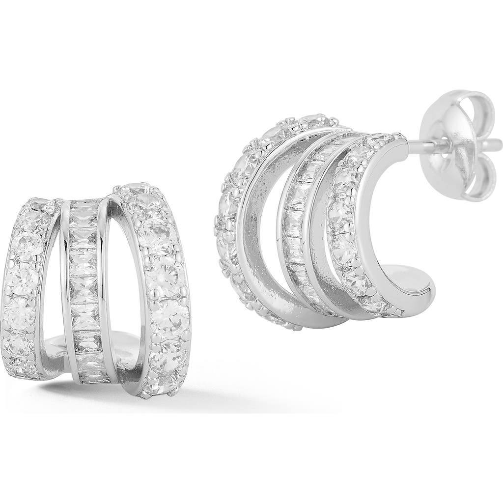 Sphera Milano Cubic Zirconia Triple Hoop Earrings In Silver