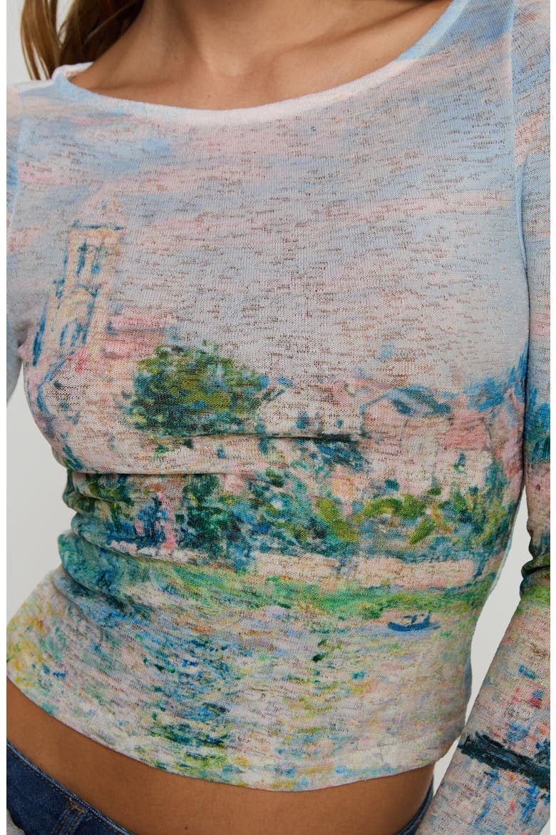 Castle on the Hill Long Sleeve Crop T-Shirt, Alternate, color, BLUE MULTI