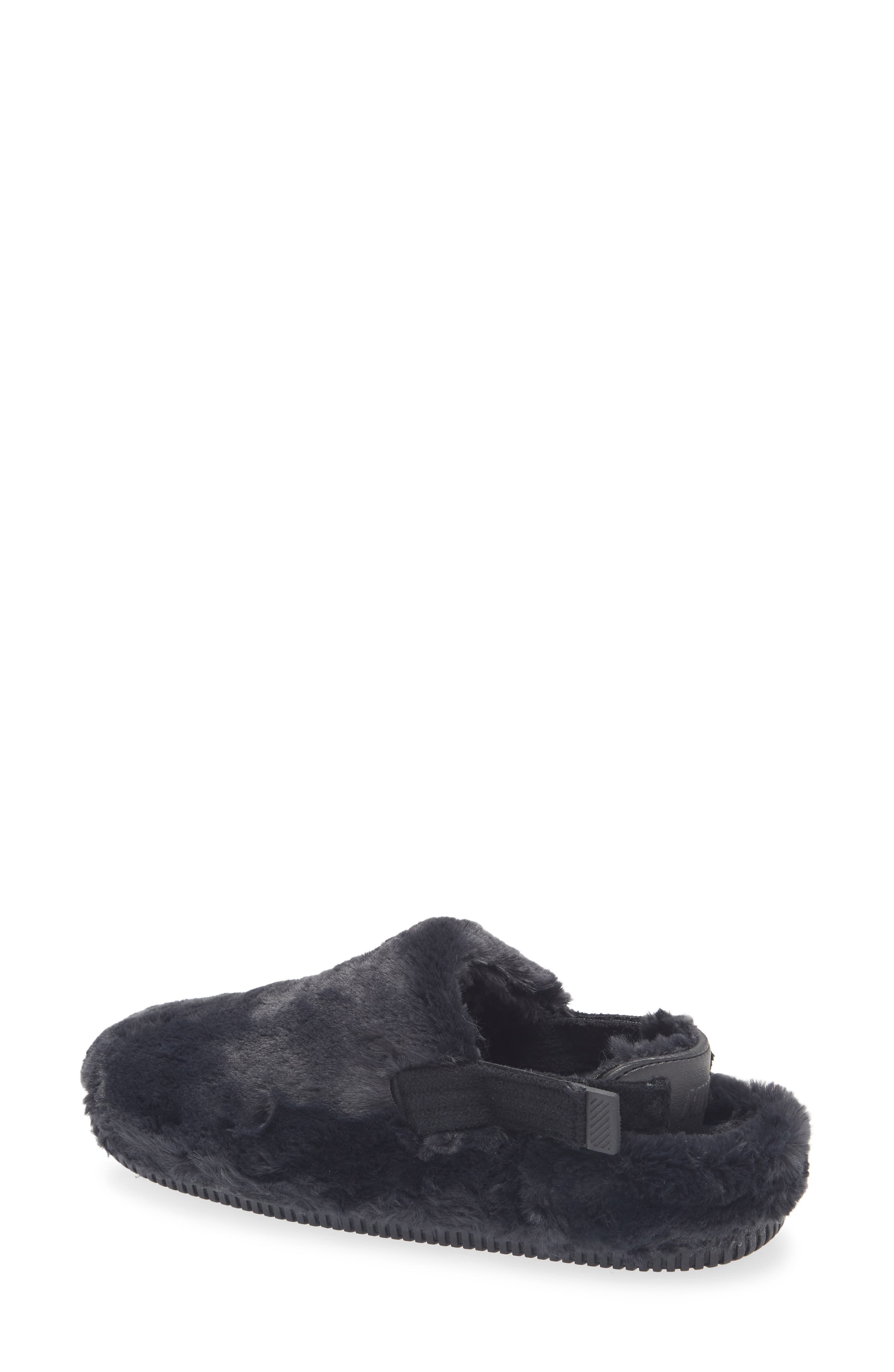 Nike Calm Faux Fur Mule, Alternate, color, Black/ Black