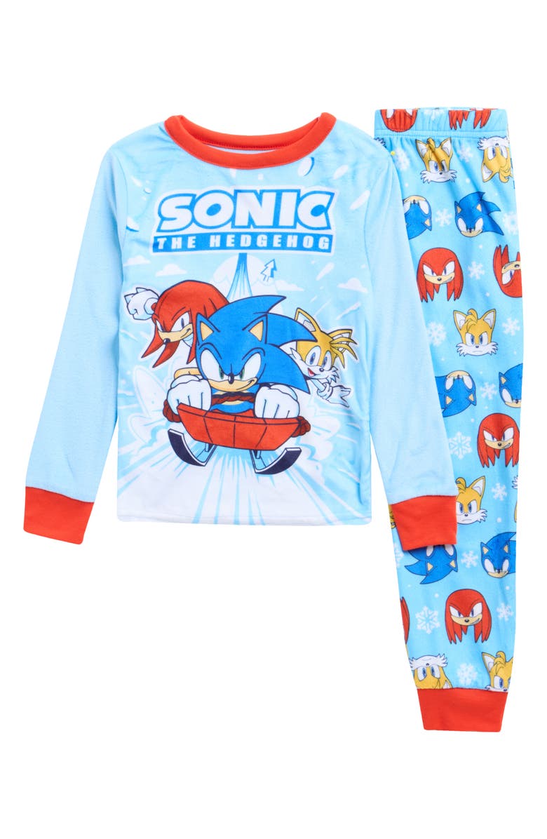 KOMAR Kids' Sonic Sled Christmas Pajamas, Main, color, Blue Print