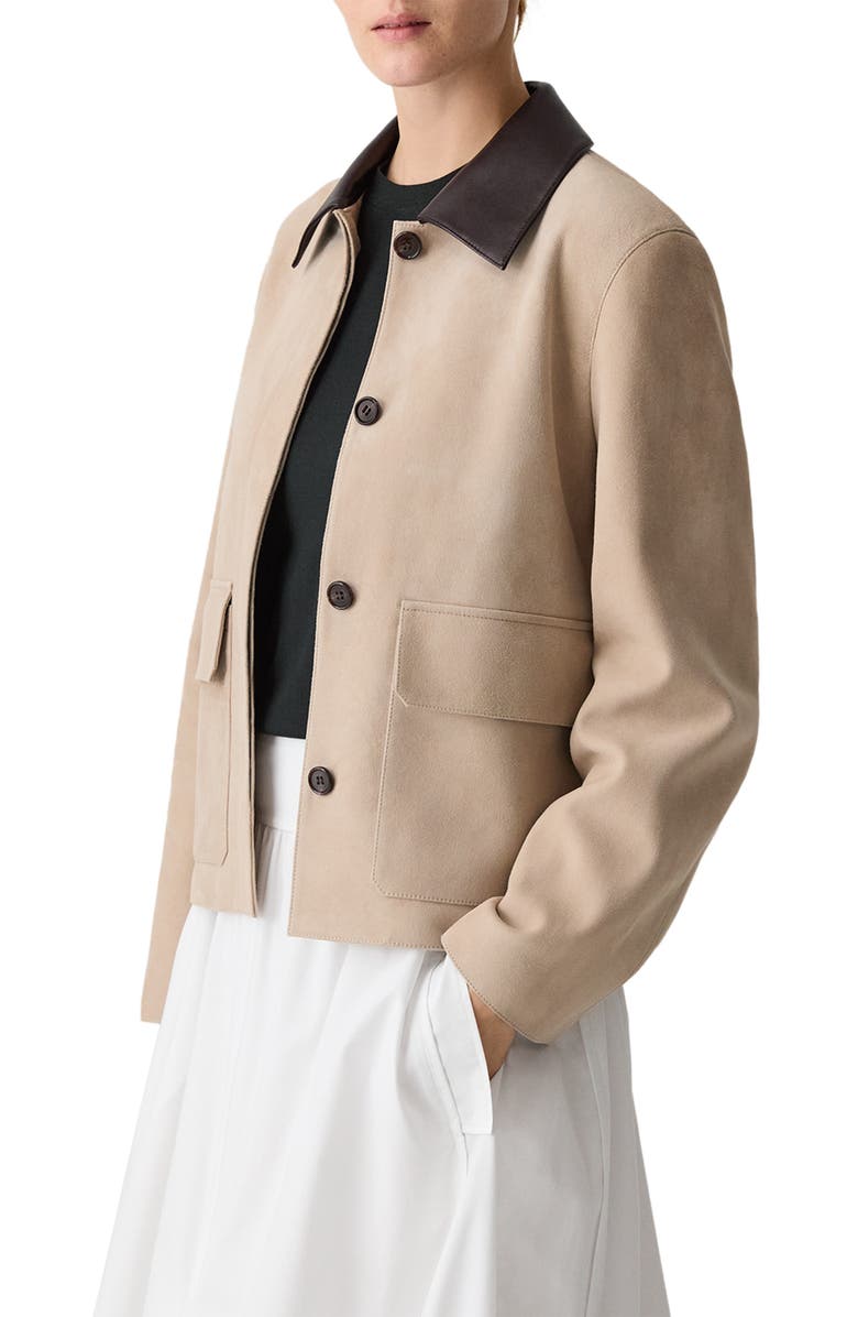 Theory Boxy Suede & Leather Jacket, Alternate, color, 