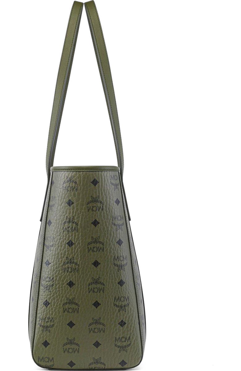 MCM Medium Toni Top-Zip Shopper in Visetos, Alternate, color, Green