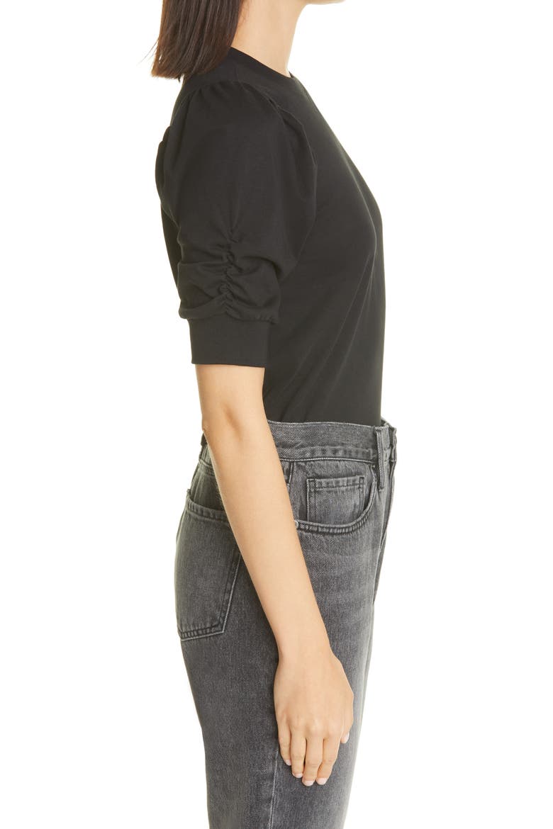 Frankie Puff Sleeve Organic Cotton Knit Top, Alternate, color, NOIR