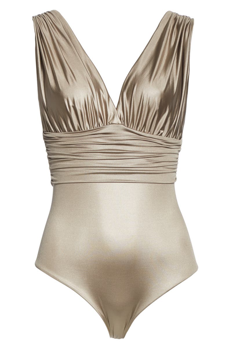 Max Mara Oritsei Ruched One-Piece Swimsuit, Alternate, color, 