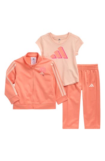 Adidas Originals Adidas Three-piece Graphic Tee, Tricot Track Jacket & Pants Set In Multi