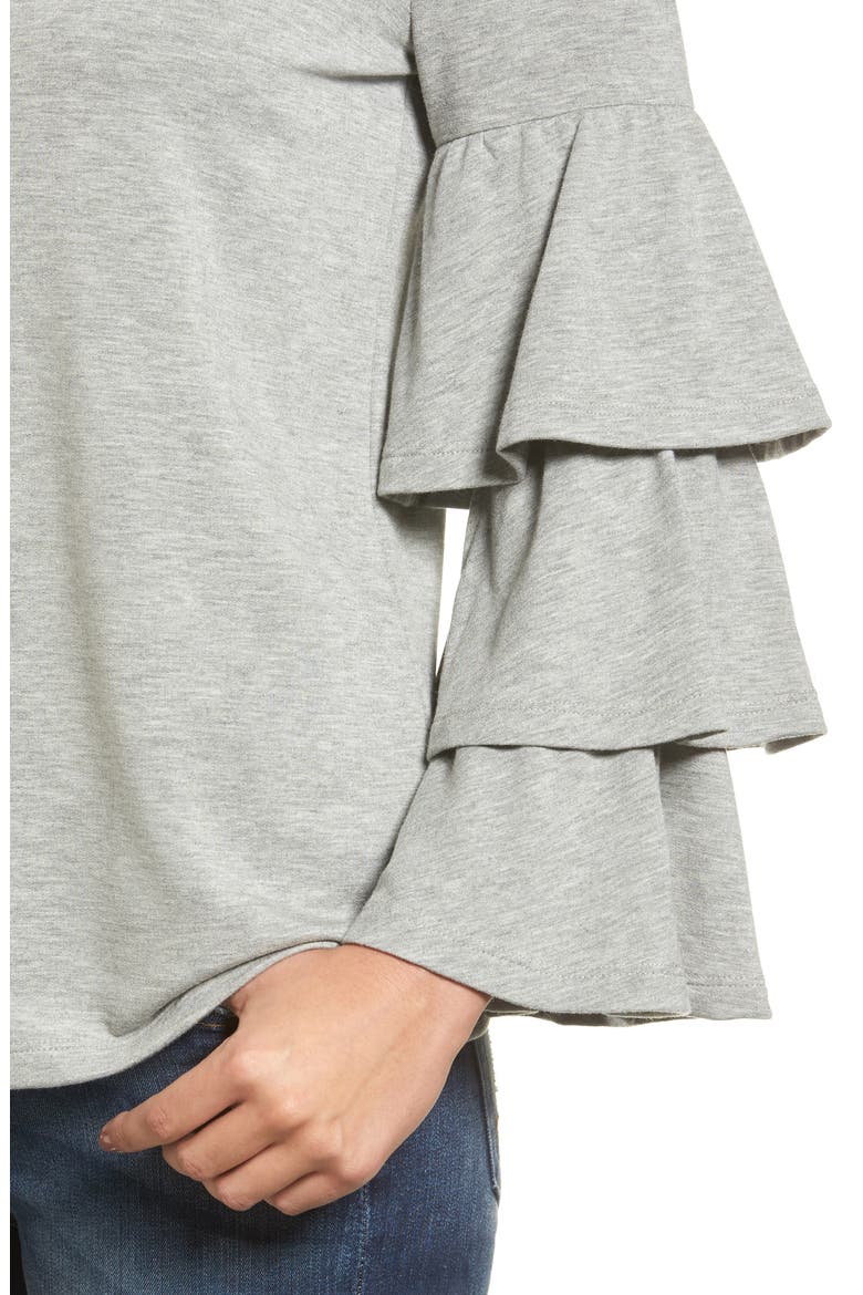 Tiered Bell Sleeve Knit Top, Alternate, color, GREY