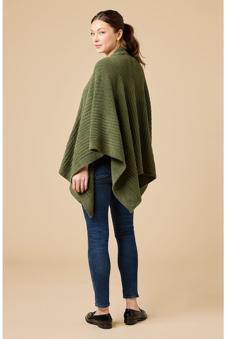 Solid Rib Marshmallow Shawl, Alternate, color, Olive