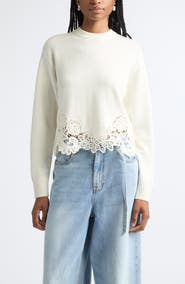 Zimmermann Valiant Lacy Trim Merino Wool Sweater