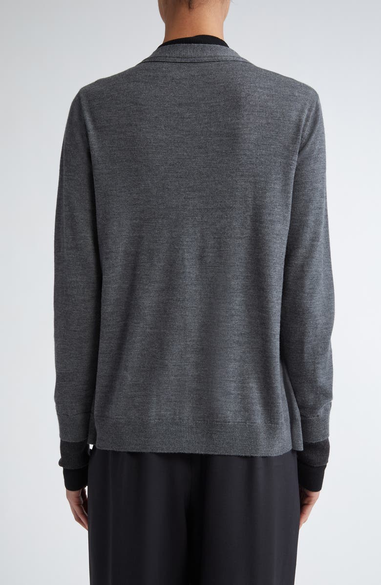 MONSE Trompe l'Oeil Triple Layer Cardigan, Alternate, color, Black/ Grey