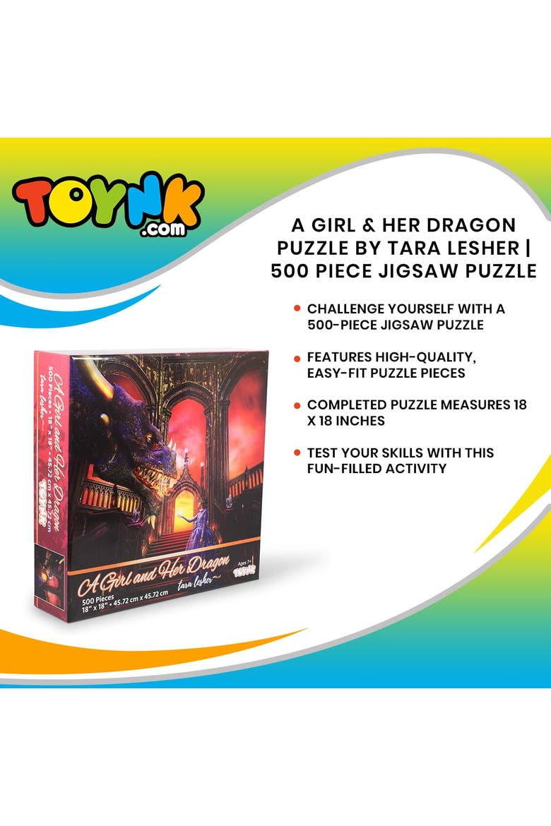 A Girl & Her Dragon Puzzle By Tara Lesher | 500 Piece Jigsaw Puzzle, Alternate, color, Multi-Color