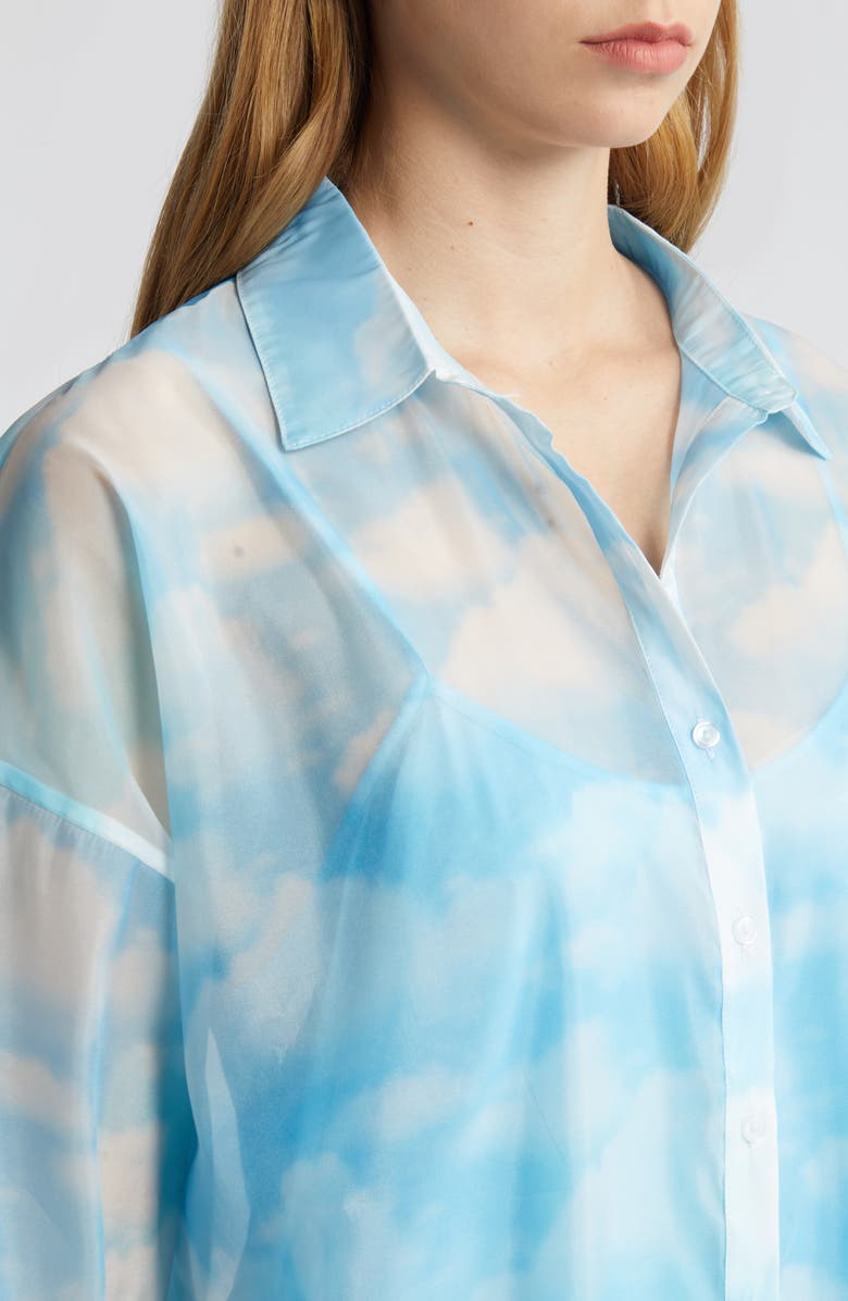 Dressed in Lala Cloud Sheer Long Sleeve Shirtdress, Alternate, color, Cloud