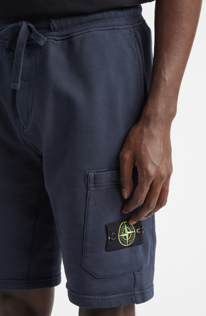 Stone Island Cotton Fleece Cargo Bermuda Shorts, Alternate, color, V0020 Navy Blue