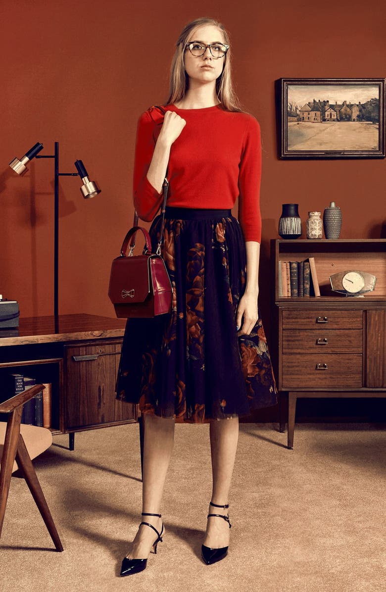 Ted Baker London 'Ondra - Juxtapose Rose' Tutu Midi Skirt, Alternate, color, 