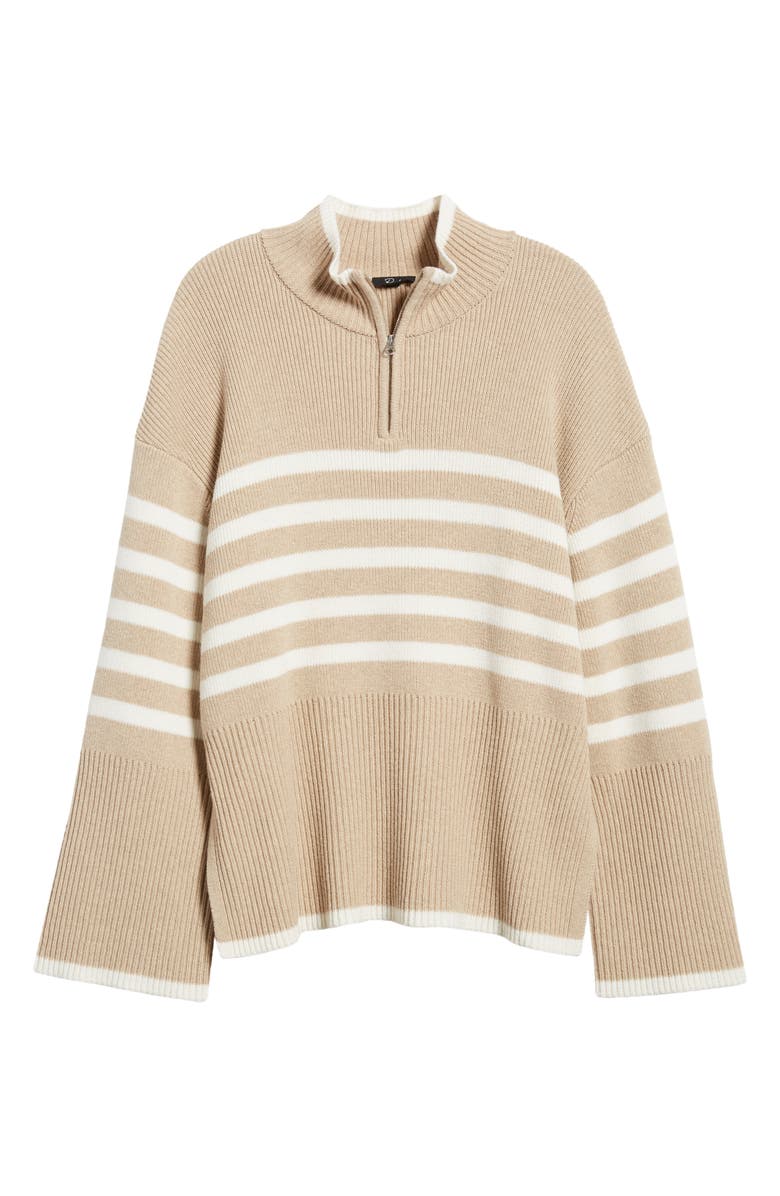 Rails Tessa Stripe Wool & Cotton Quarter-Zip Pullover, Alternate, color, Sand Stripe