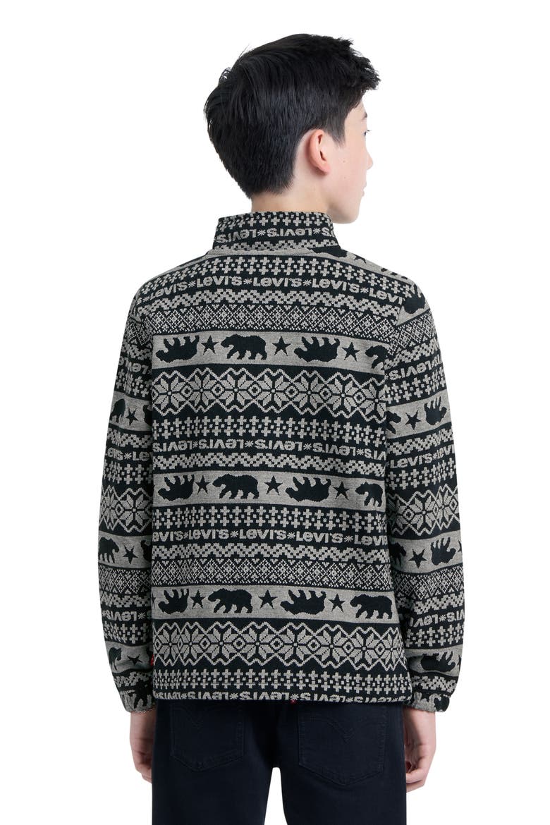 Kids' Geometric Quarter Zip Pullover, Alternate, color, LEVI EGRET