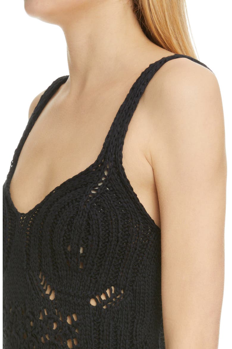 Studios Kamillo Open Stitch Cotton Sweater Minidress, Alternate, color, BLACK