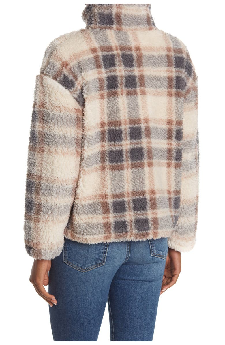 Thread & Supply Plaid 1/4 Zip Faux Shearling Jacket, Alternate, color, 
