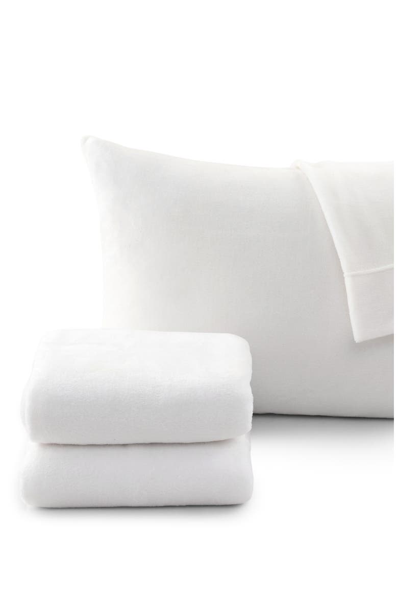 Solid Plush Velour Sheet Set, Main, color, WINTER WHITE