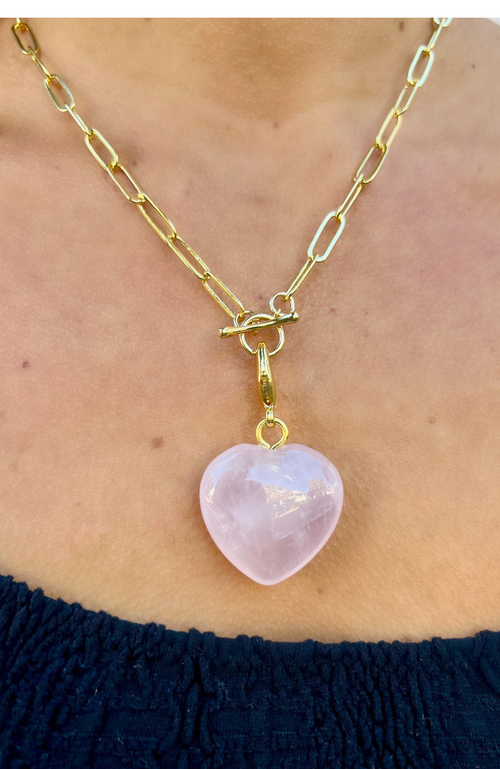 Holst + Lee Holst+lee Semi Precious Stone Heart Pendant In Pink